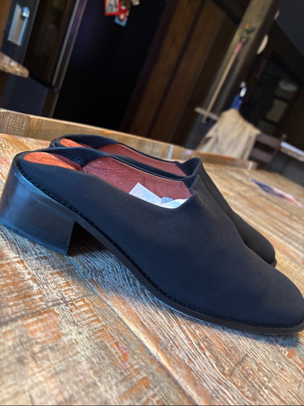 Donald J. Pliner Black Slip-On Low Heel Mules